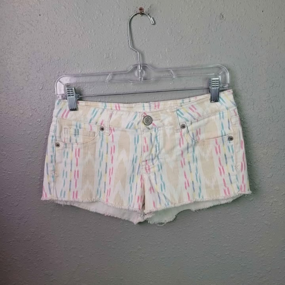 Mossimo White multicolored Cut Off Jean Shorts Women's Size 5 Fit 6 Stretch